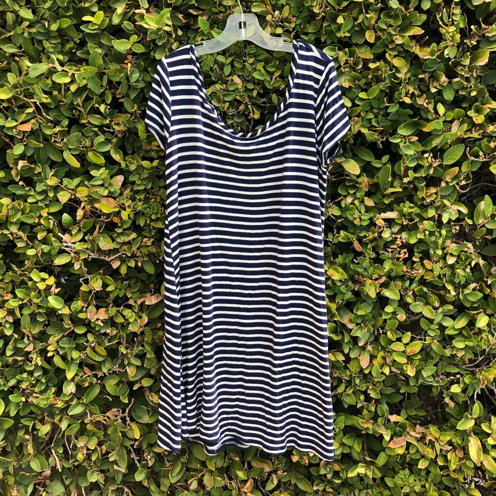 Socialite Striped Cross Back T-Shirt Dress